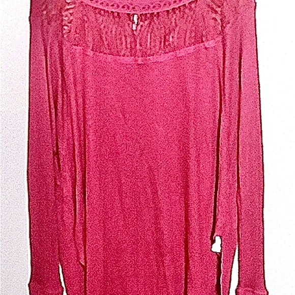 ⭐️Host Pick!⭐️FREE PEOPLE Spring Valley Waffle Knit Top In Cochineal (Pink) L/XL - Picture 6 of 10